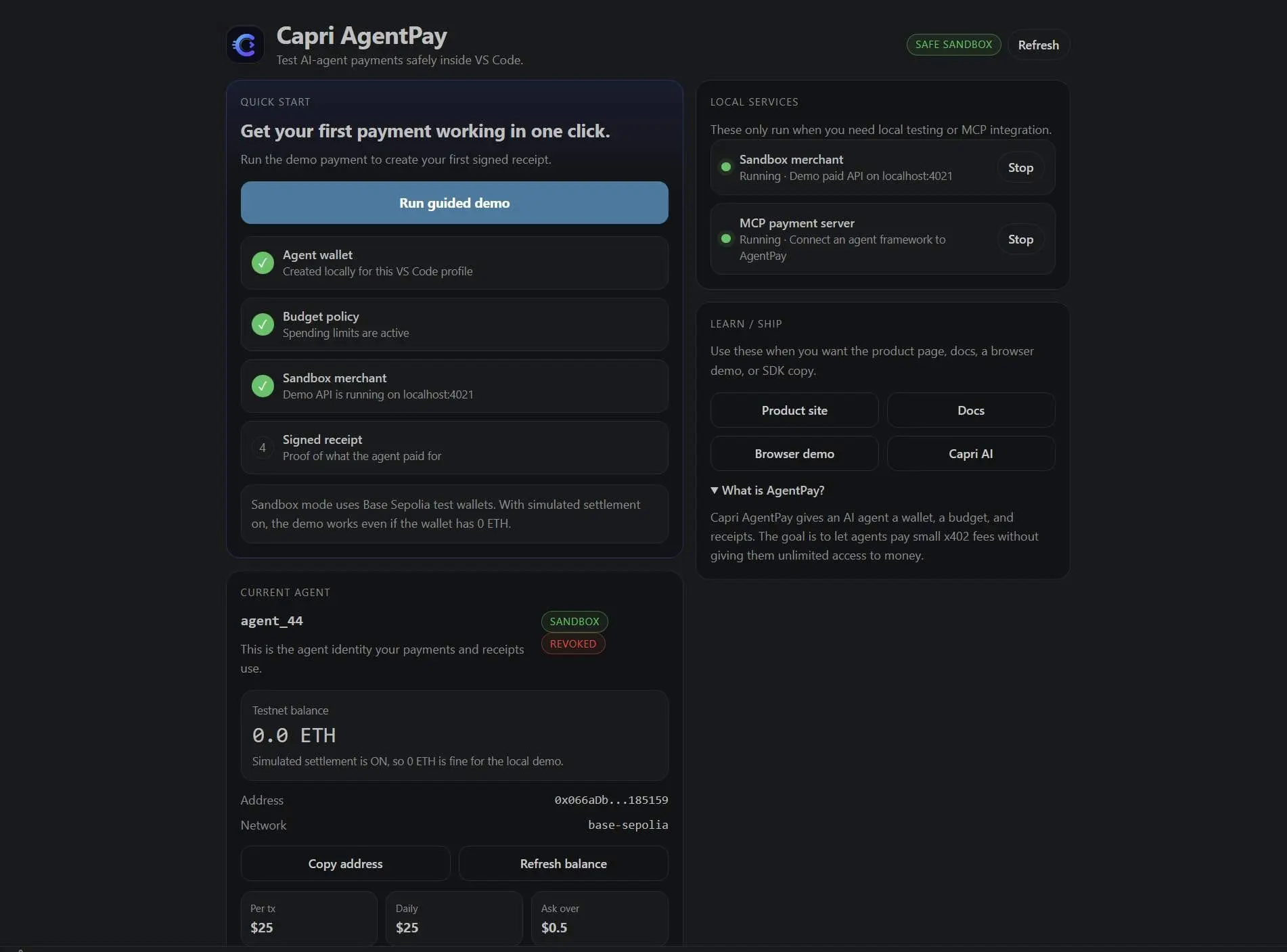 Screenshot 1 of Capri Ai Agentpay