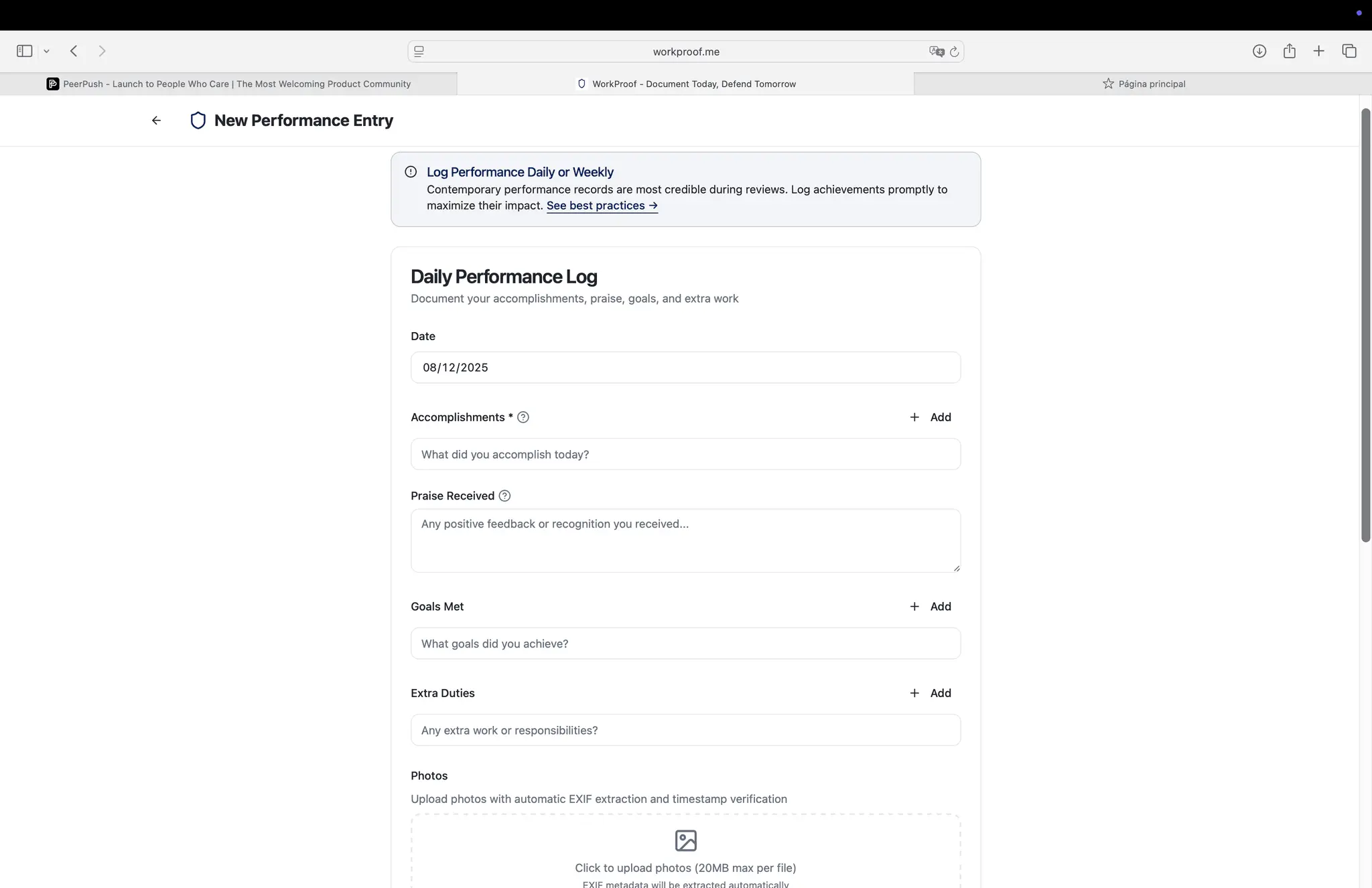 Screenshot 1 of WorkProof