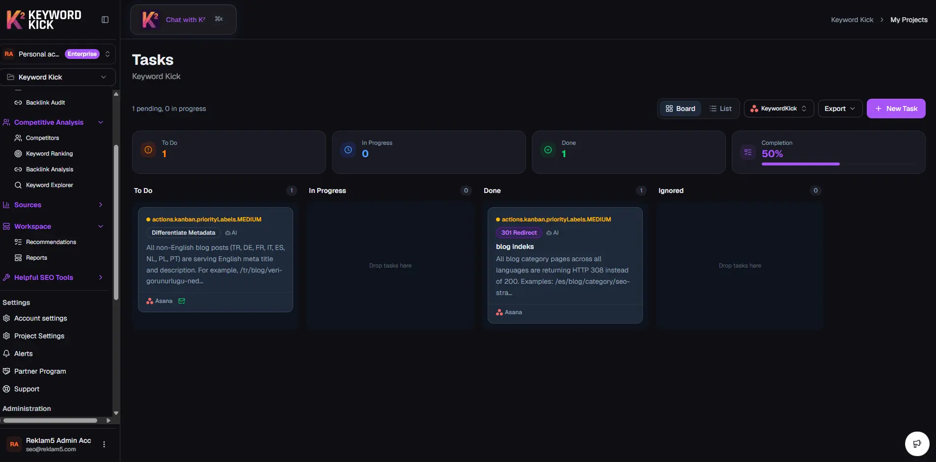 Screenshot 1 of KeywordKick