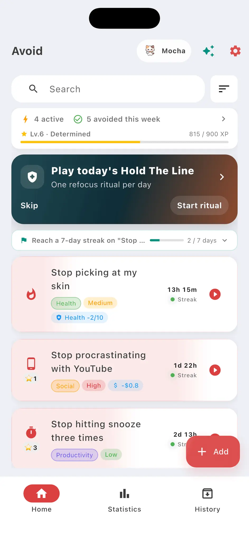 Screenshot 1 of Avoid : Break Bad Habits