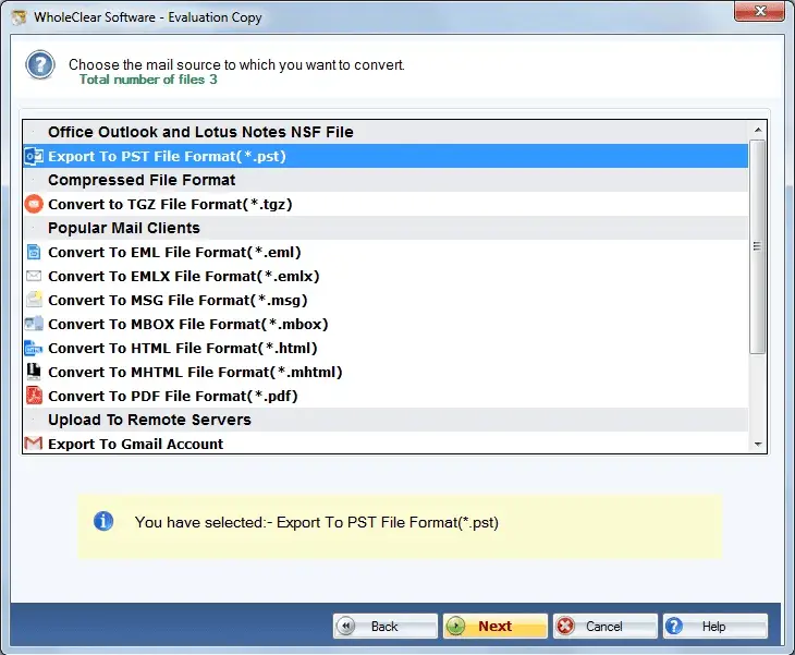 Screenshot 3 of WholeClear EML Converter Wizard