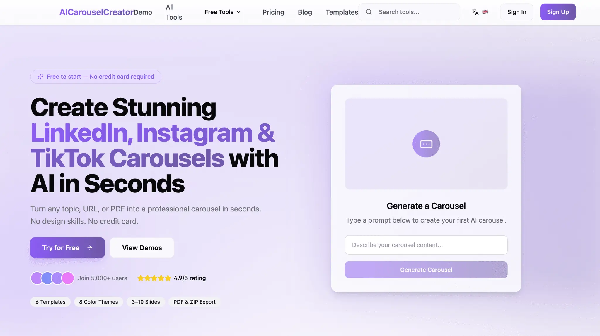 Screenshot 1 of AI Carousel Creator