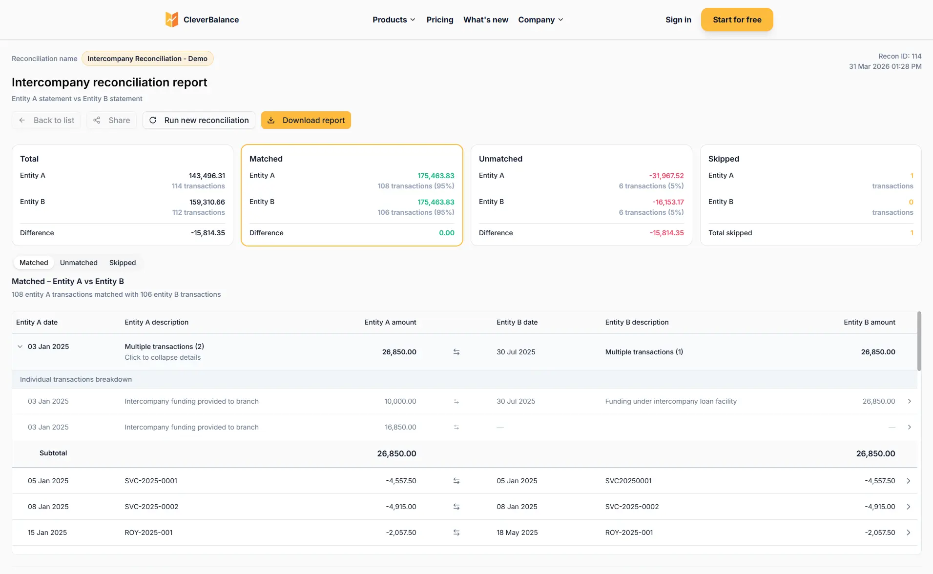 Screenshot 2 of CleverBalance - Intercompany Recon