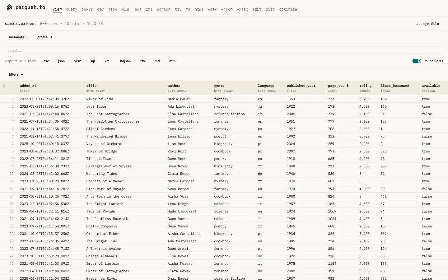 Screenshot 3 of Parquet Viewer Online