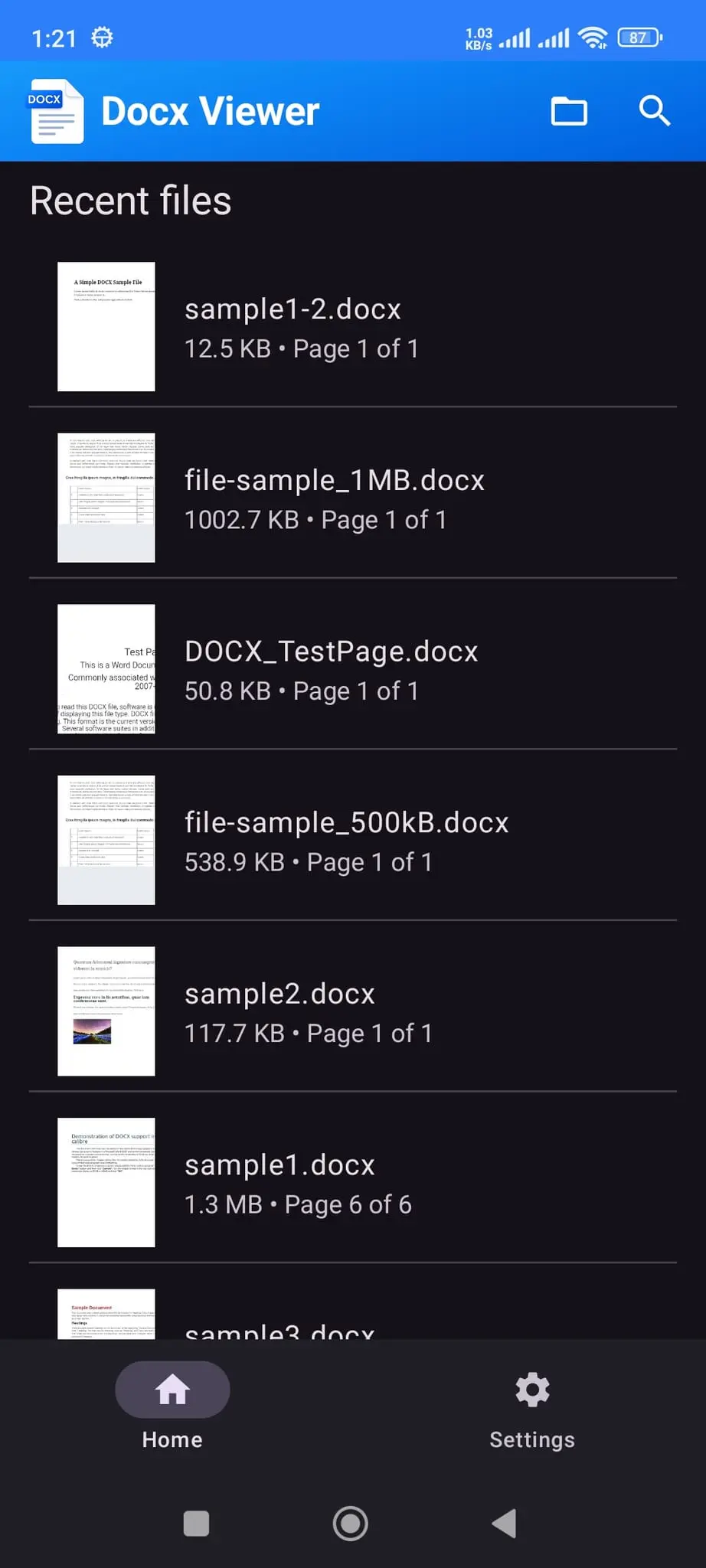 Screenshot 1 of Docx Viewer