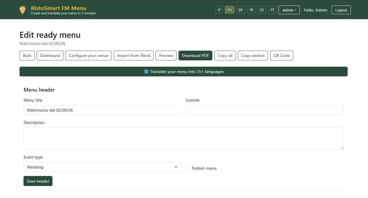 Screenshot 8 of RistoSmart FM Menu