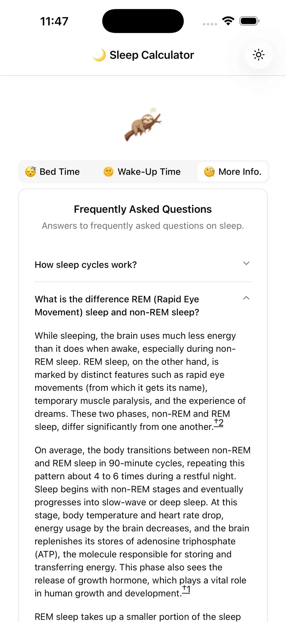Screenshot 4 of Sleep Calculator - Sloth