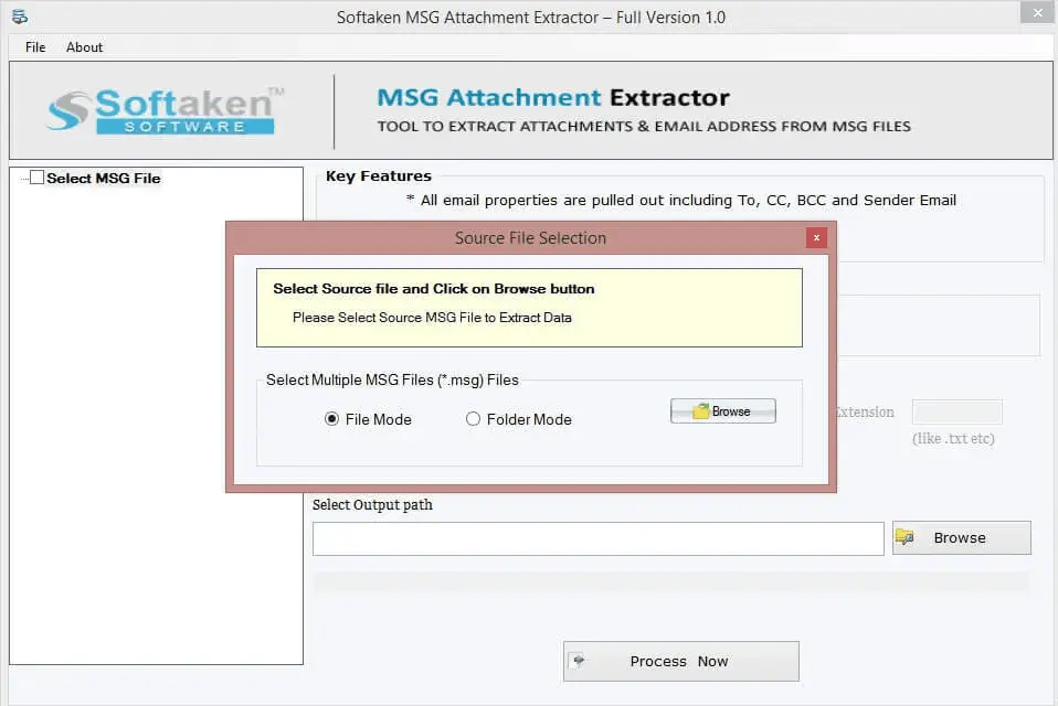 Screenshot 1 of Softaken MSG Attachment Extractor