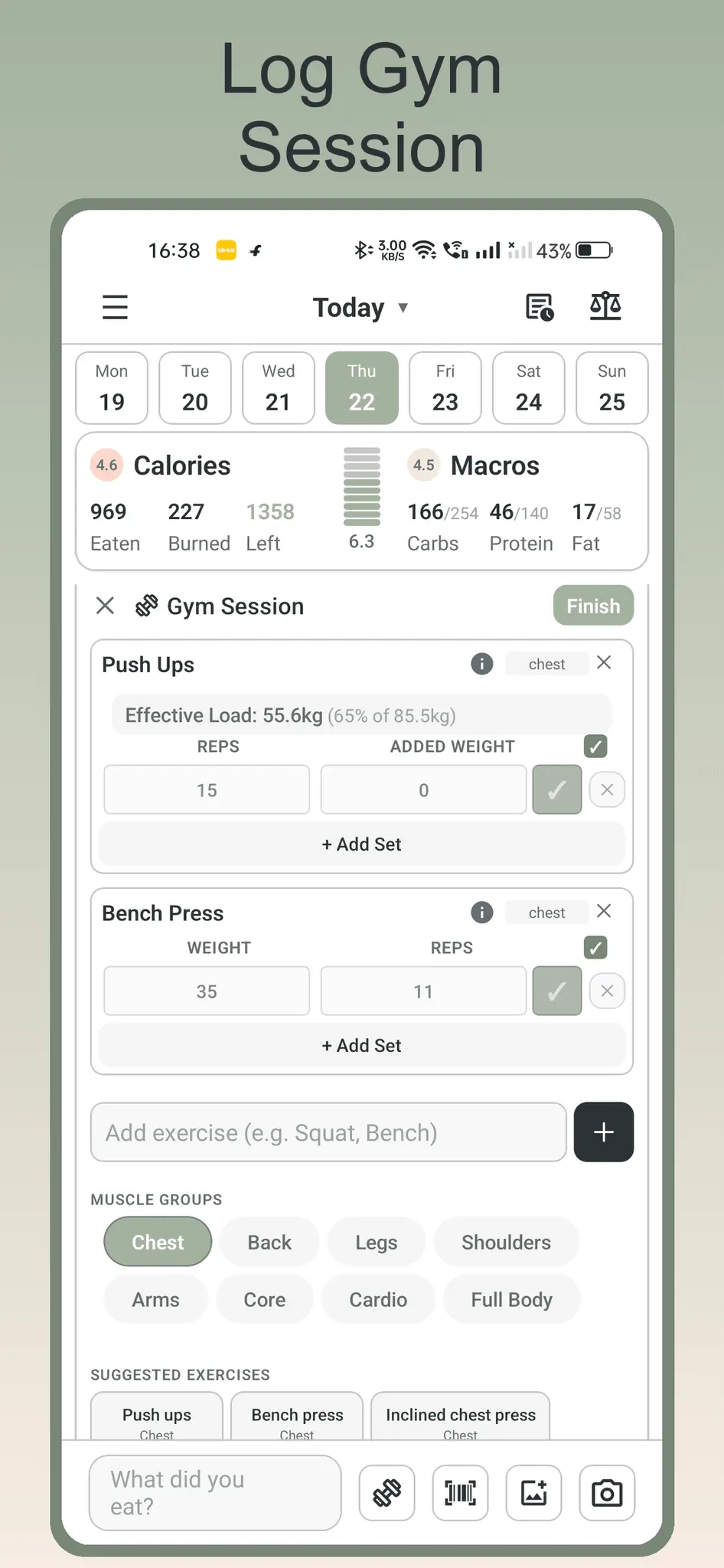 Screenshot 1 of Caloriva: AI Calorie & Gym Tracker