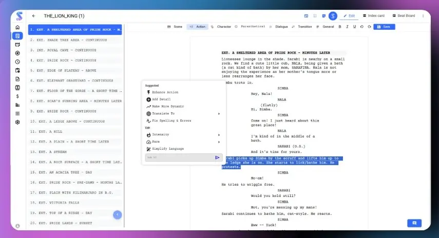 Screenshot 3 of AI Script Breakdown Software| Studiovity