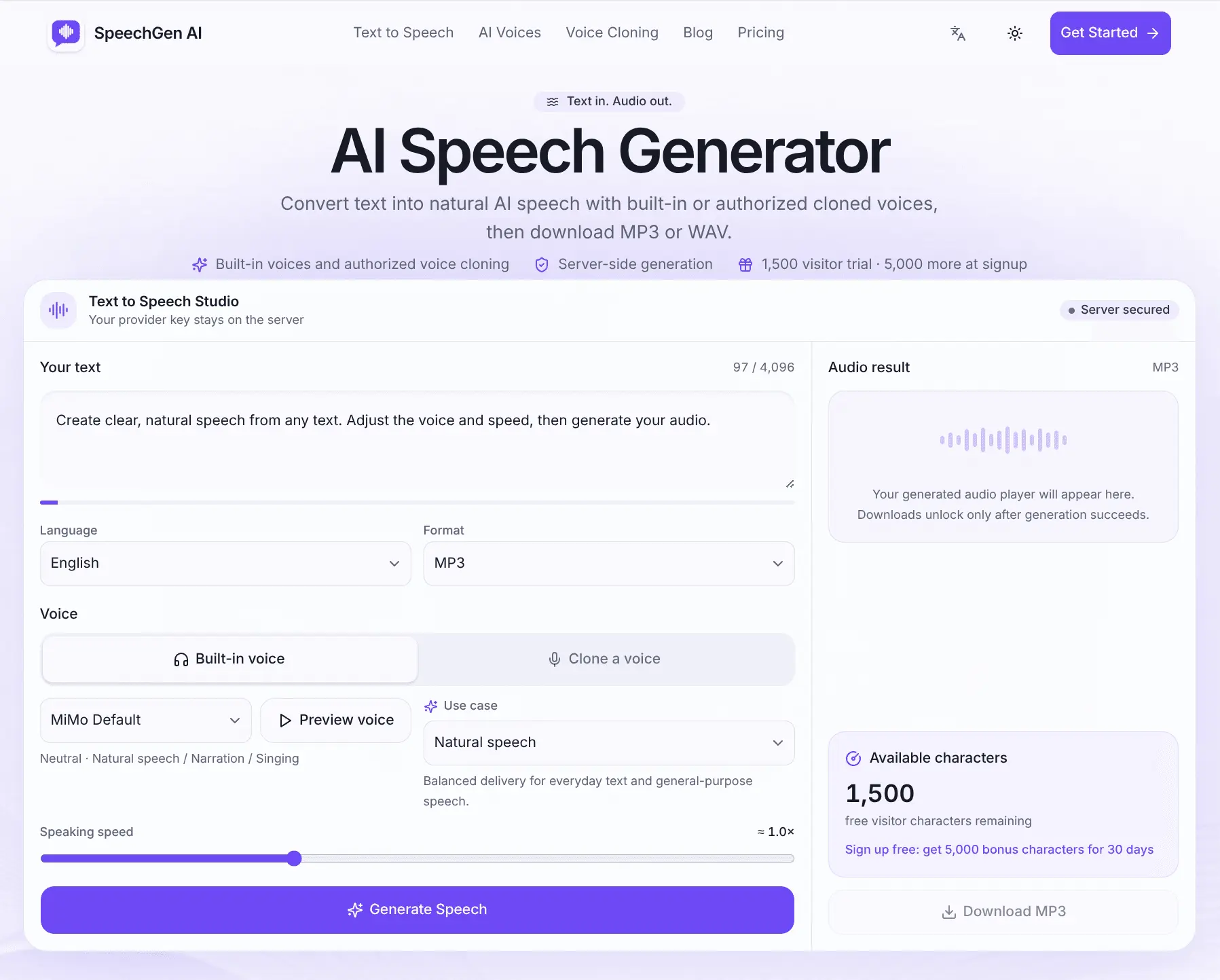 Screenshot 1 of SpeechGenAI