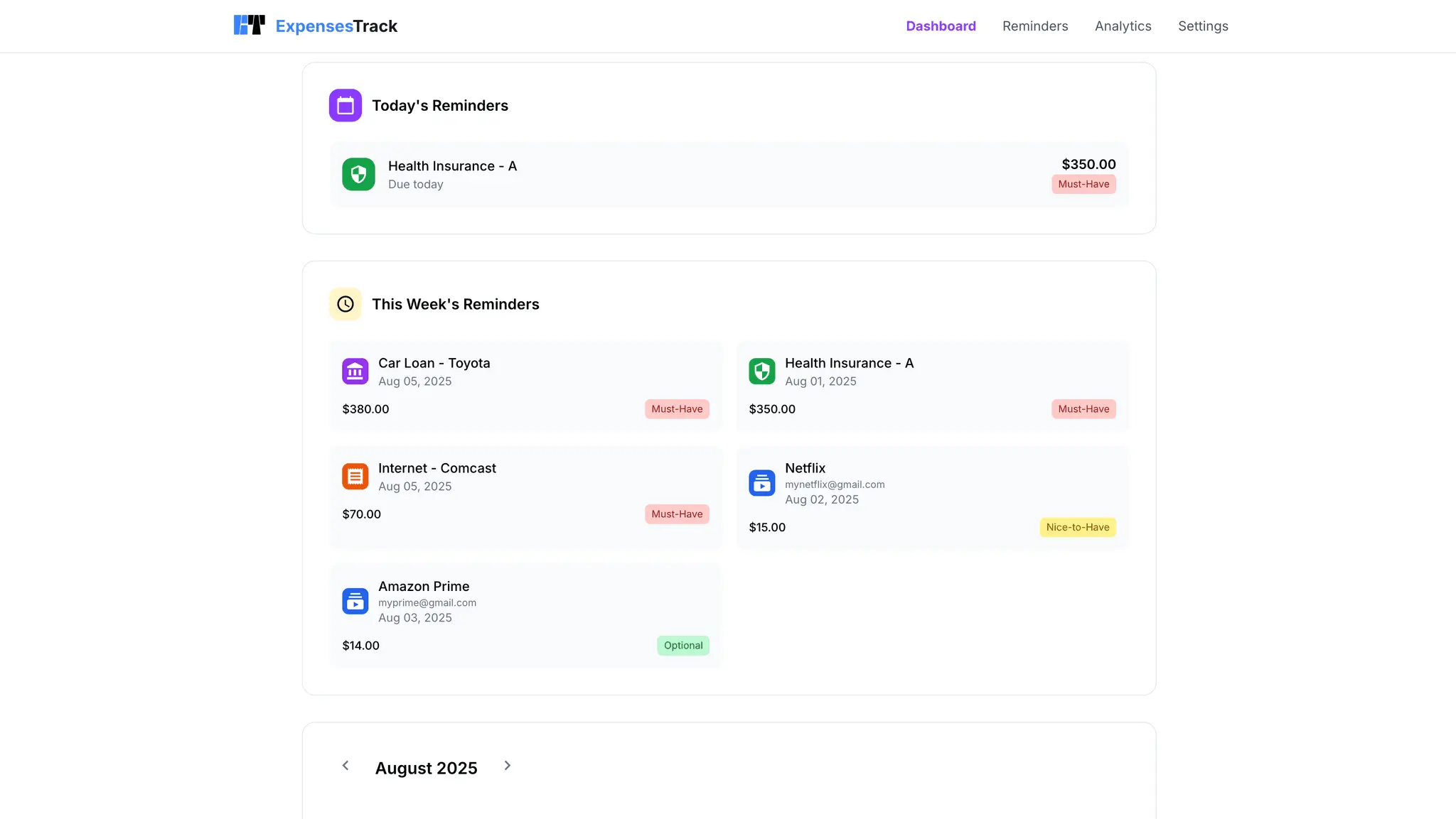 Screenshot 1 of ExpensesTrack