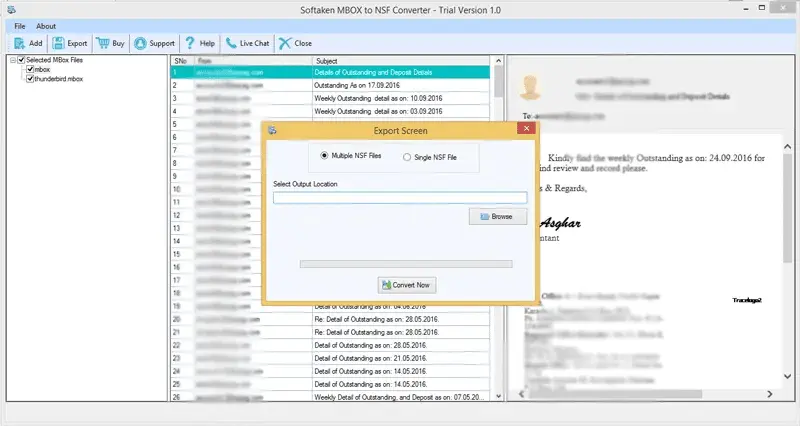 Screenshot 1 of Softaken MBOX to NSF Converter