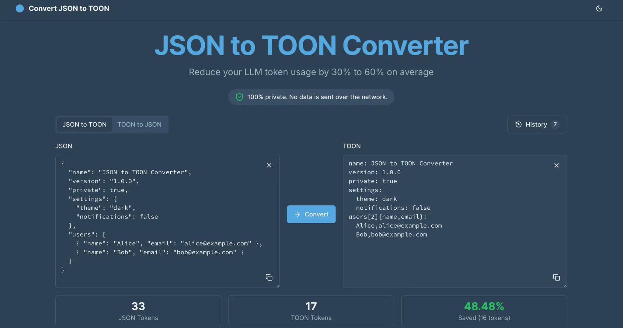 Screenshot 3 of Convert JSON to TOON for free