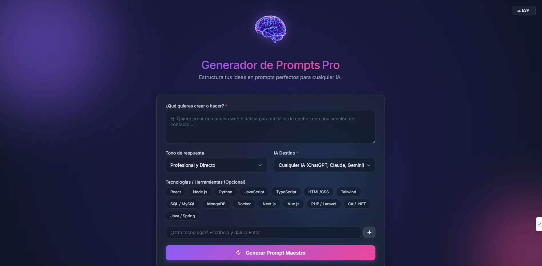 Screenshot 1 of PromptCreator Studio.
