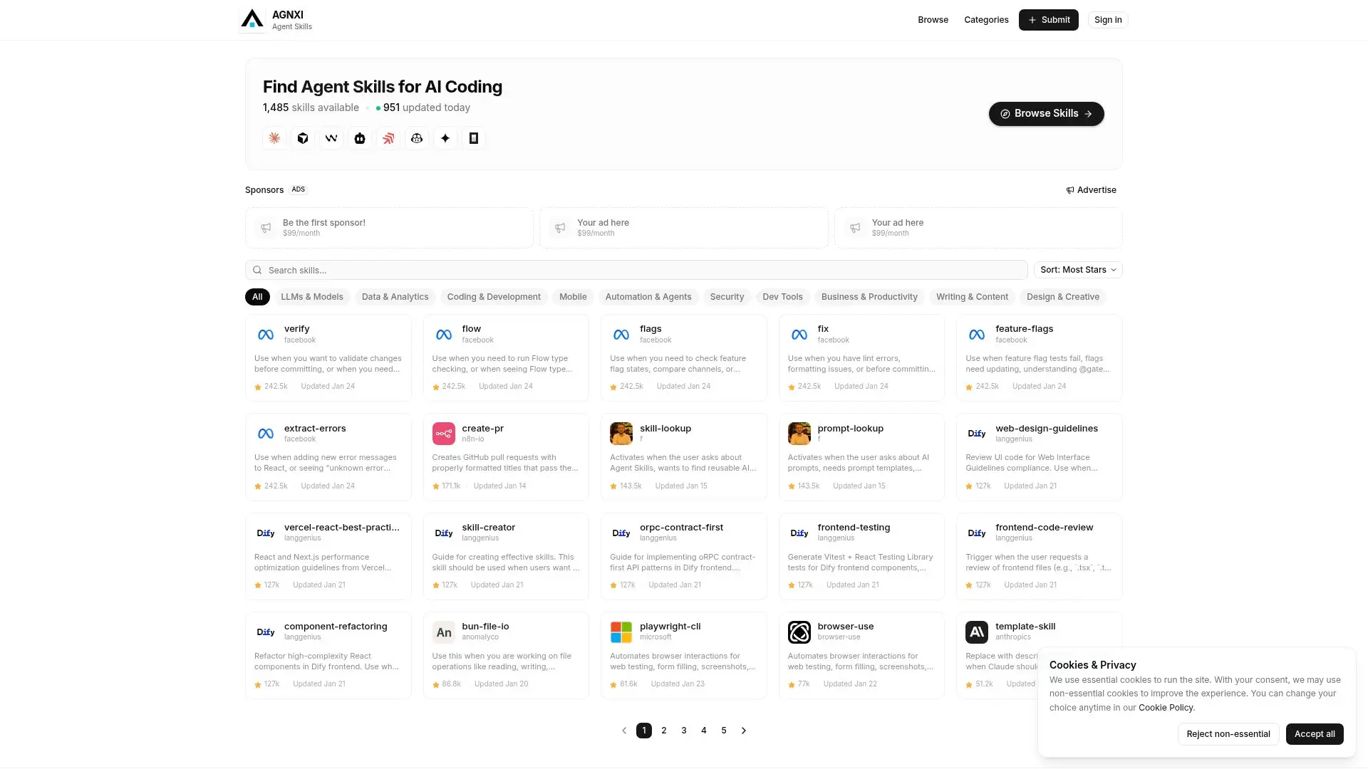 Screenshot 1 of AGNXI - Agent Skills Directory