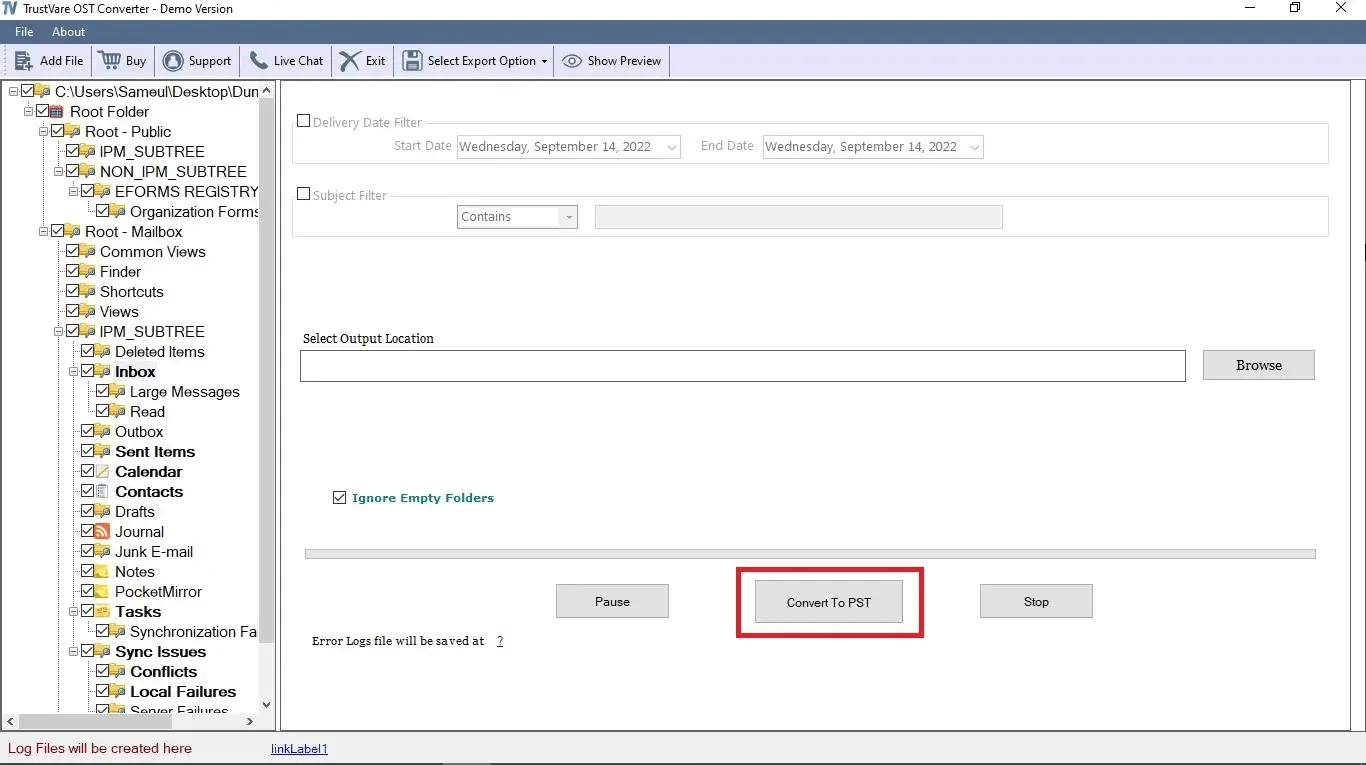 Screenshot 5 of TrustVare OST to EMLX Converter 