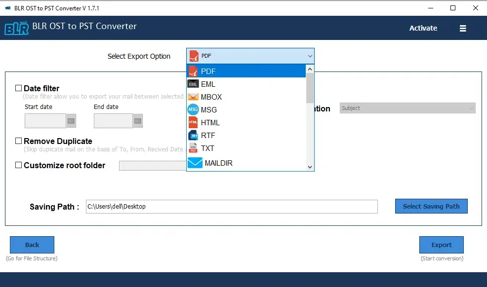 Screenshot 1 of BLR OST to PST Converter Tool