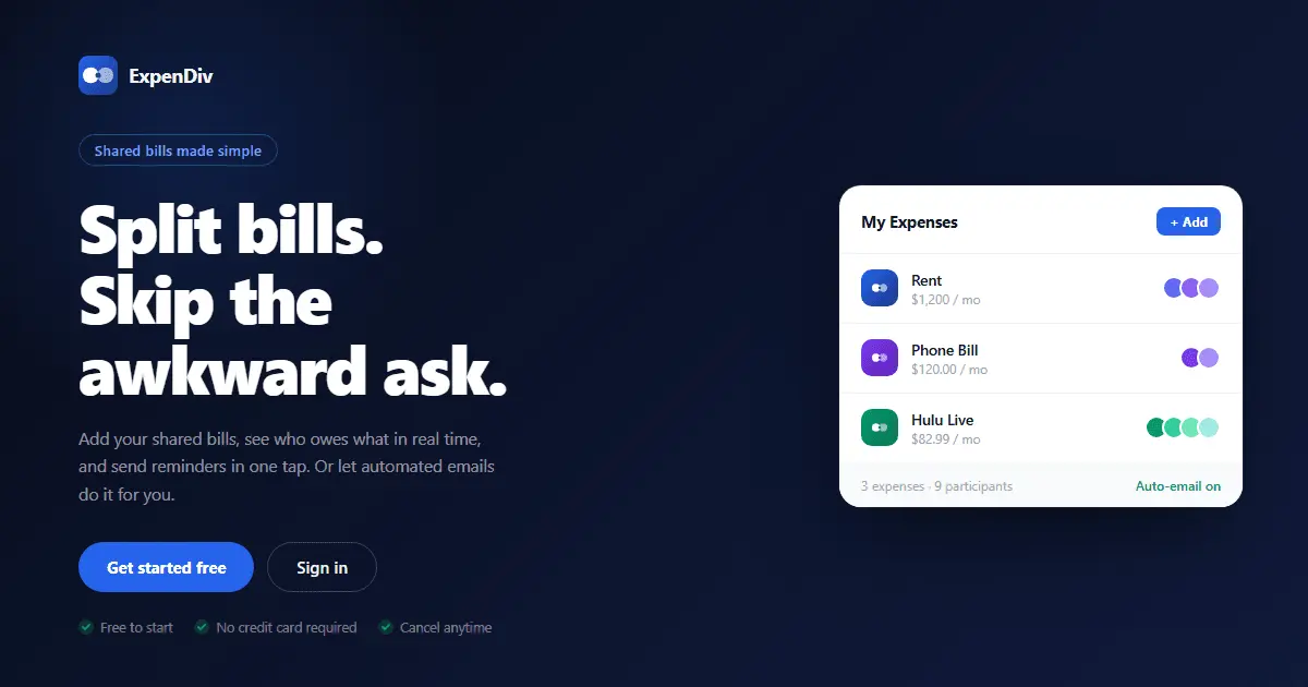 Screenshot 1 of ExpenDiv