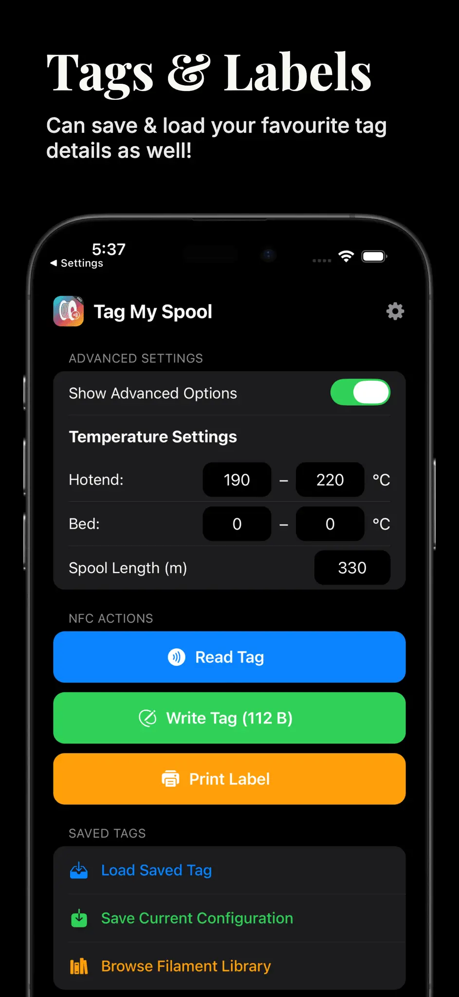 Screenshot 5 of Tag My Spool – NFC Filament