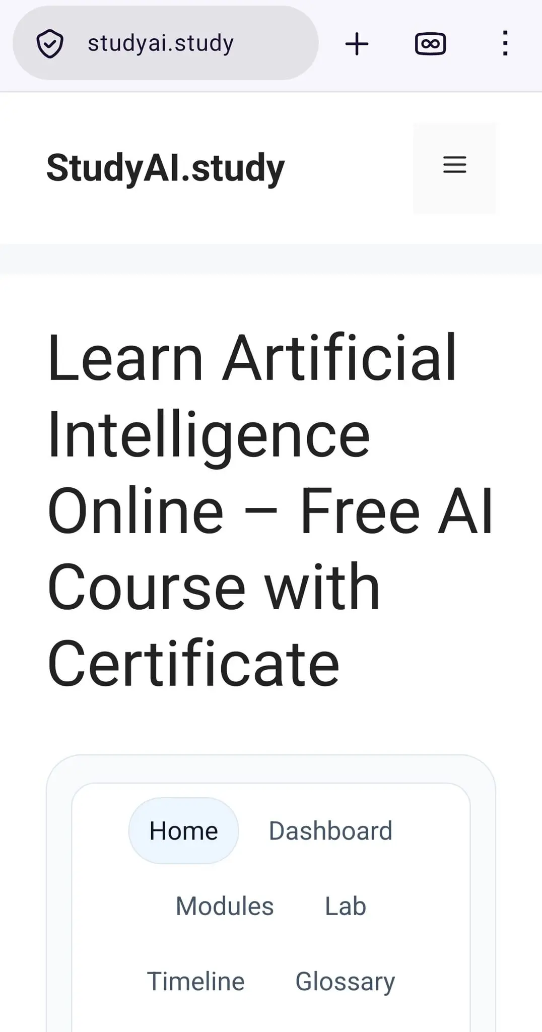 Screenshot 1 of StudyAI.study – Learn AI Online Free