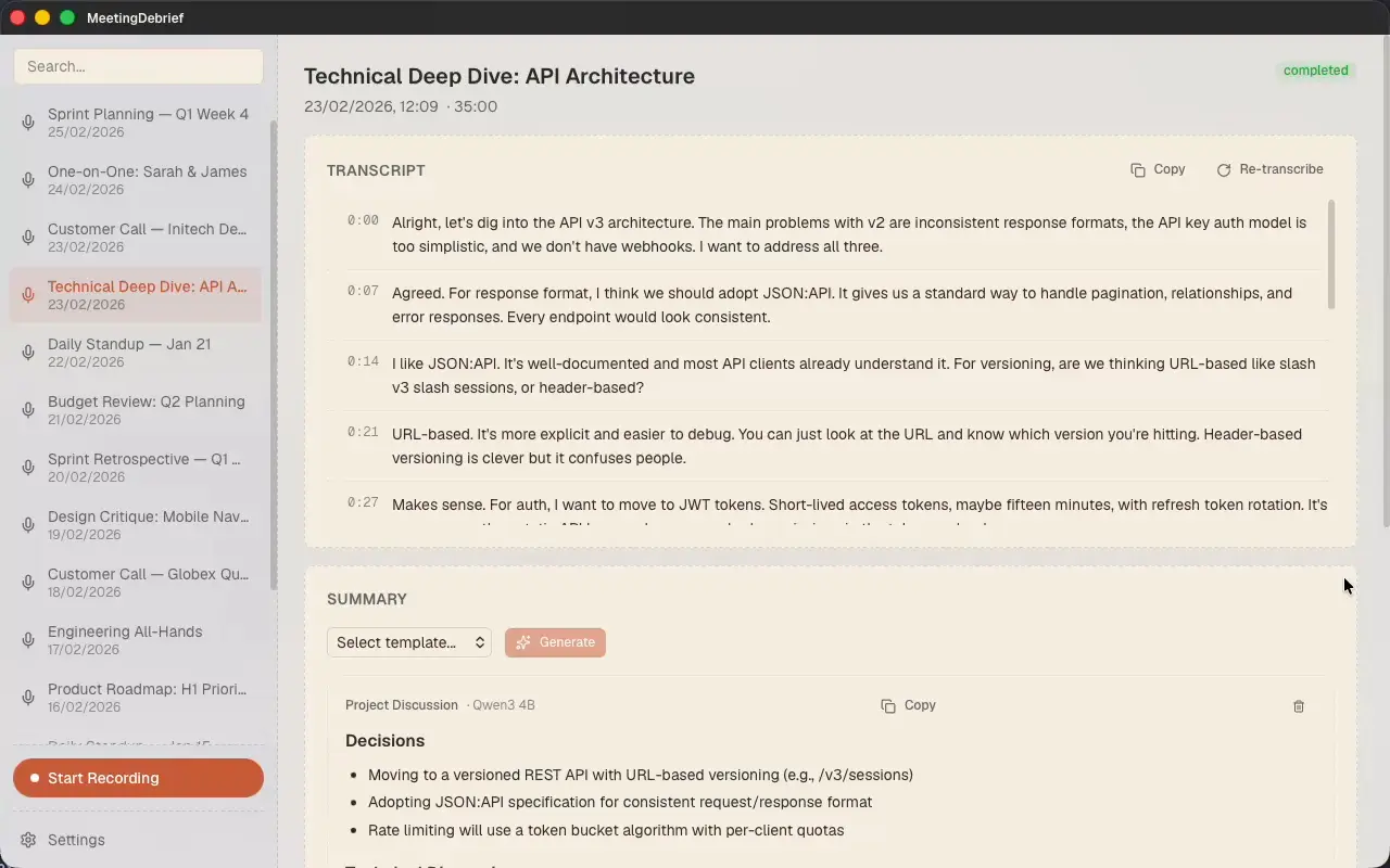 Screenshot 2 of MeetingDebrief