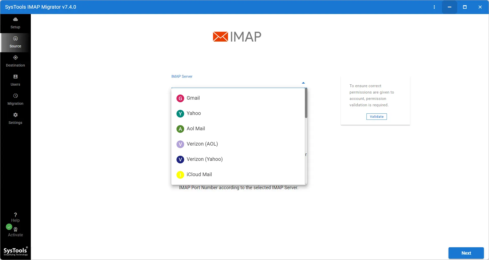 Screenshot 2 of SysTools IMAP Migration Tool