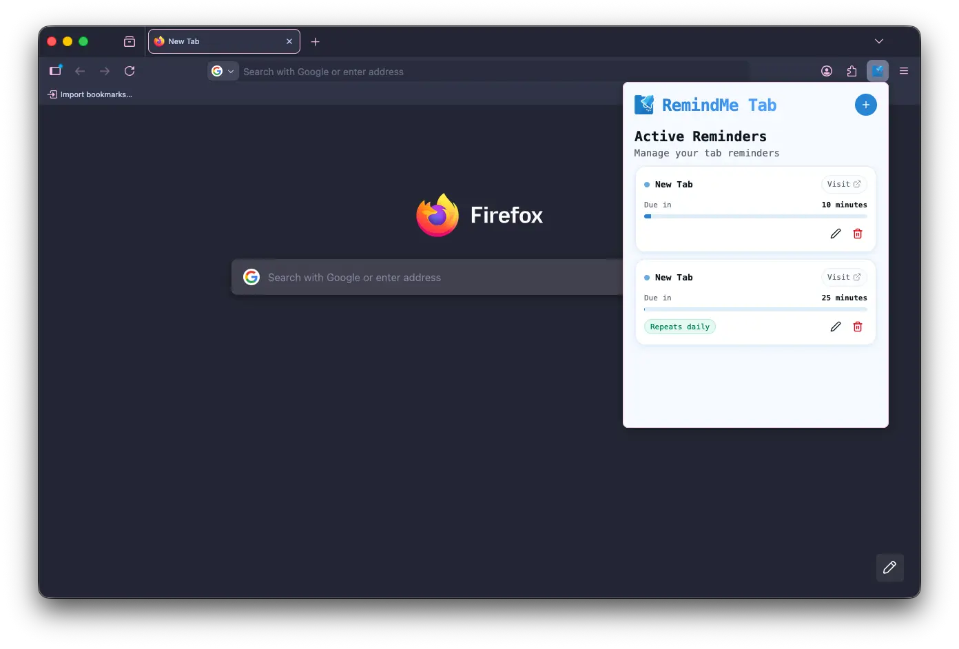 Screenshot 1 of RemindMe Tab