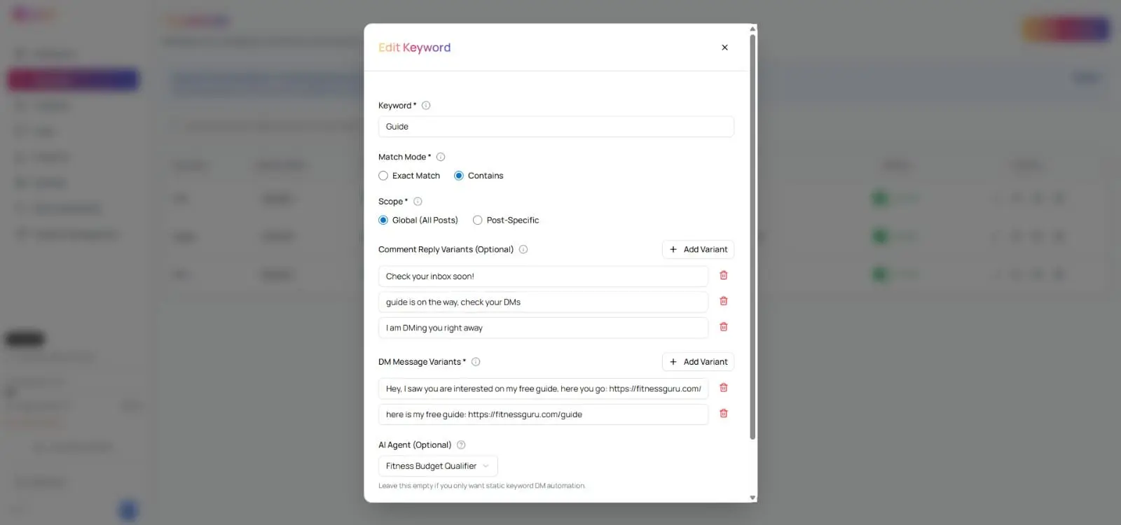 Screenshot 1 of CommentKeyword