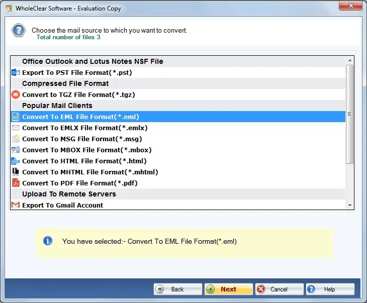Screenshot 2 of WholeClear EML Converter Wizard
