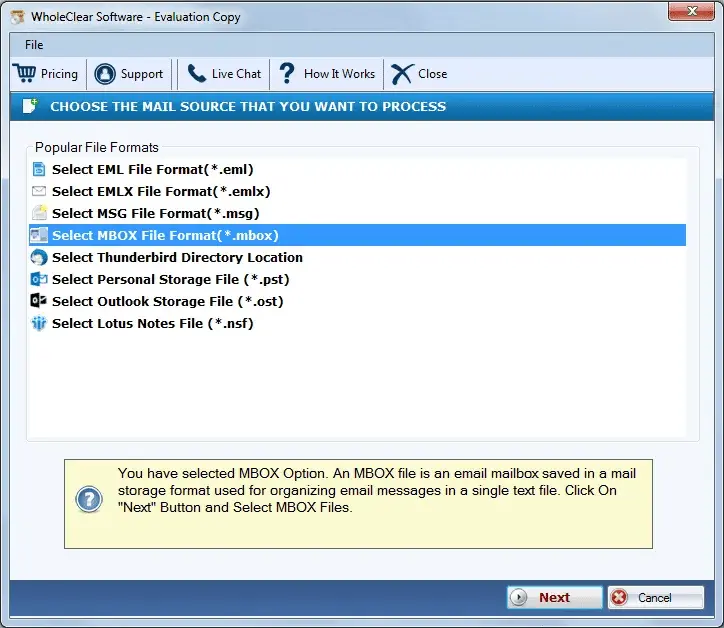 Screenshot 4 of WholeClear MBOX to EMLX Converter