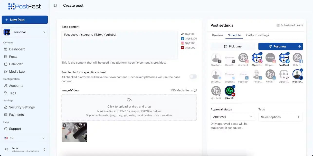 Screenshot 1 of PostFast | Social Media Scheduling