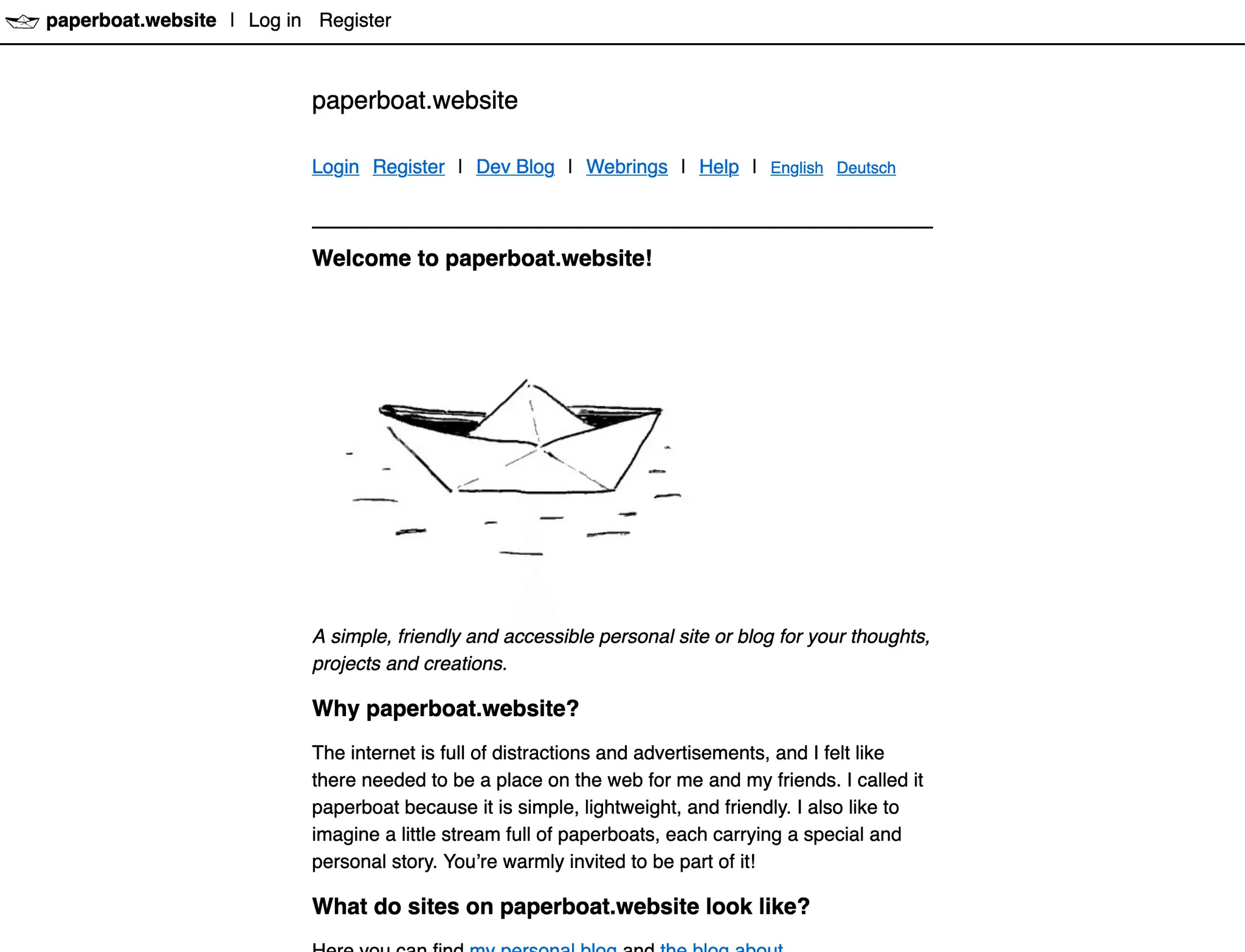Screenshot 1 of paperboat.website