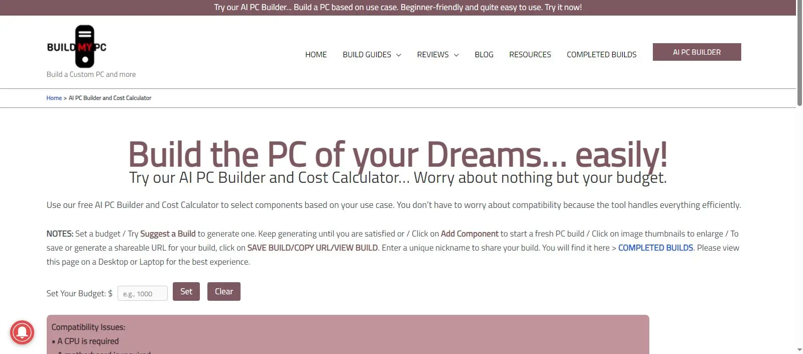 Screenshot 1 of AI PC Builder