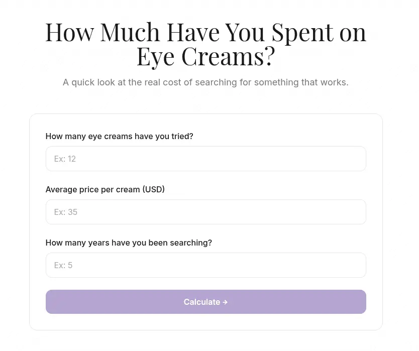 Screenshot 1 of Eye Cream Waste Calculator