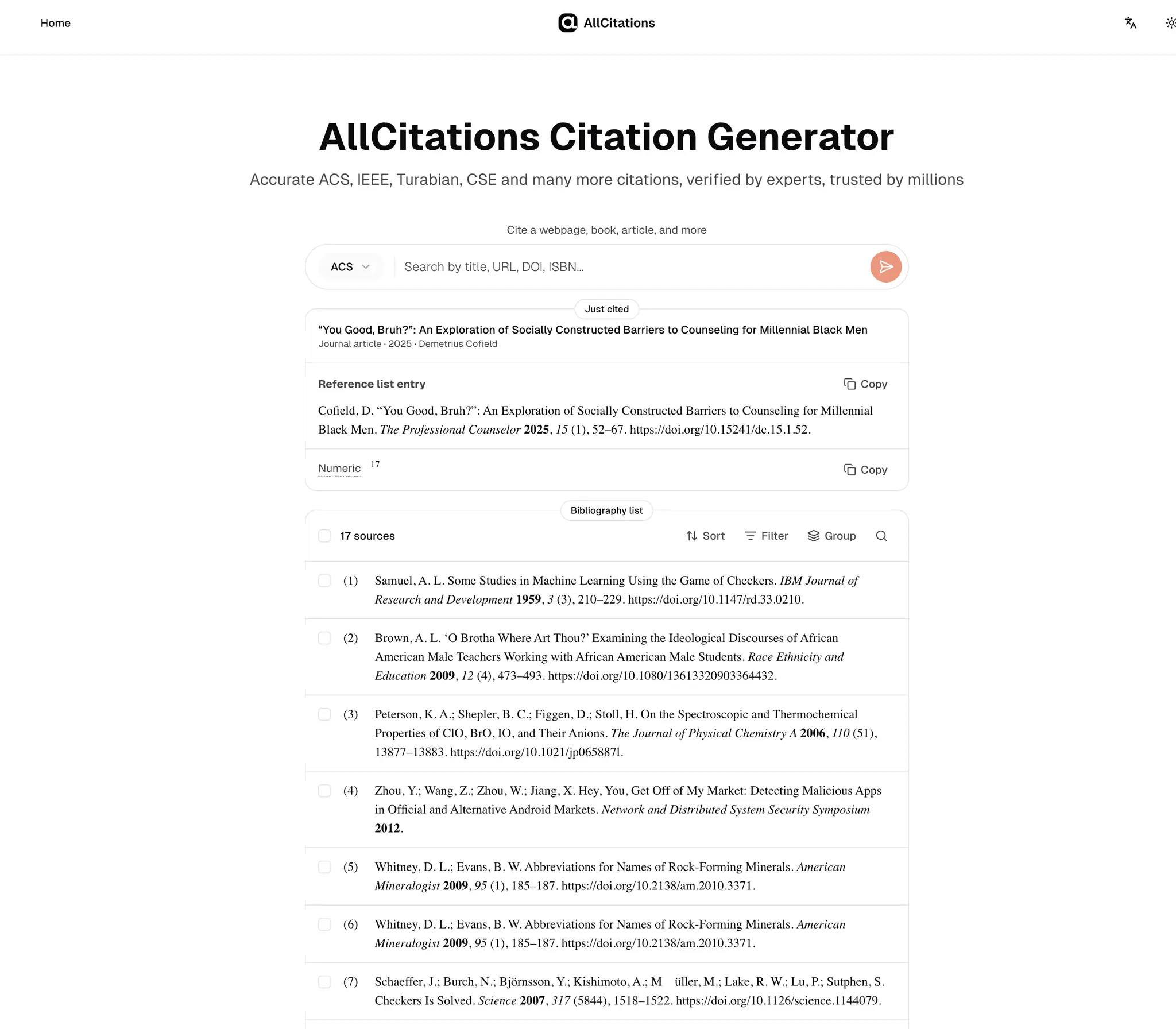 Screenshot 3 of AllCitations Free Citation Generator