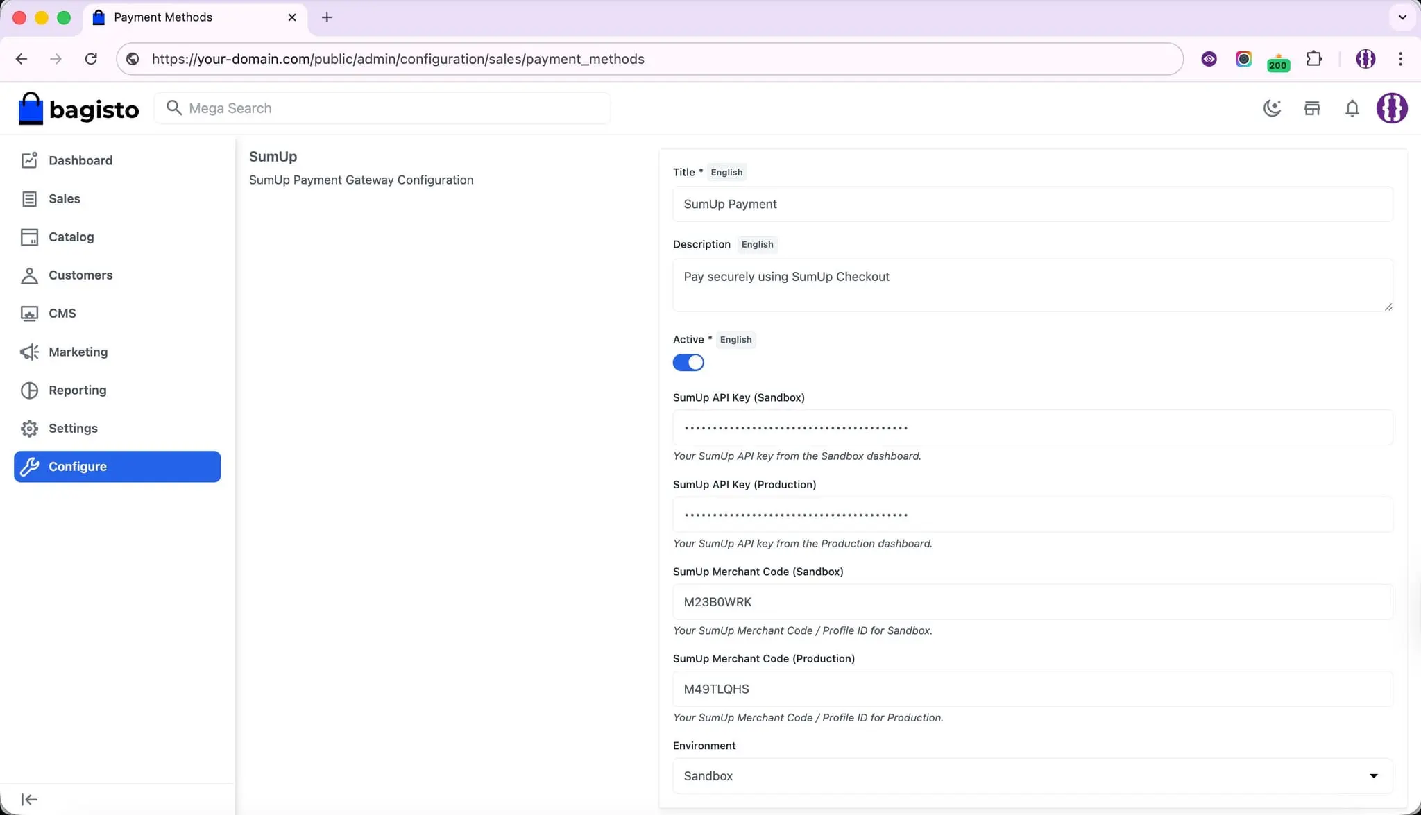 Screenshot 2 of SumUp Payment Gateway for Bagisto