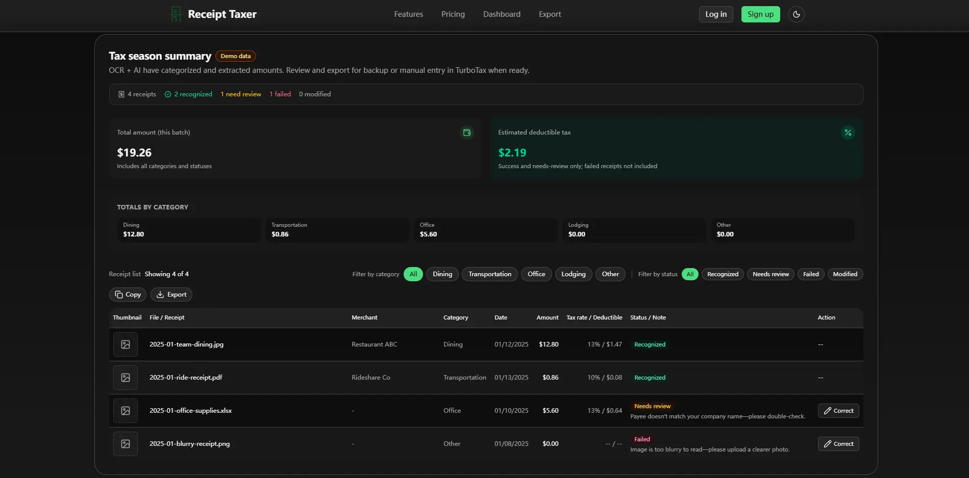 Screenshot 1 of Receipt Taxer