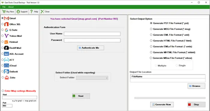 Screenshot 1 of GainTools Cloud Backup Tool