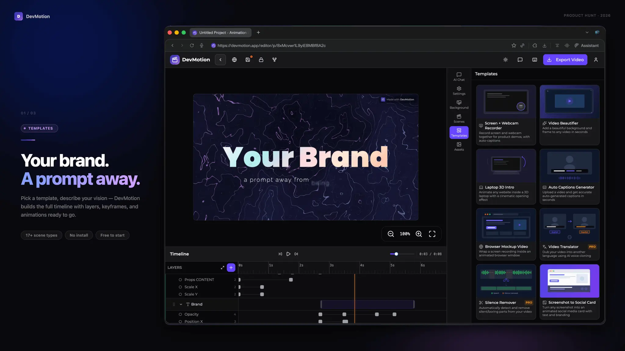 Screenshot 1 of DevMotion — AI Video Editor