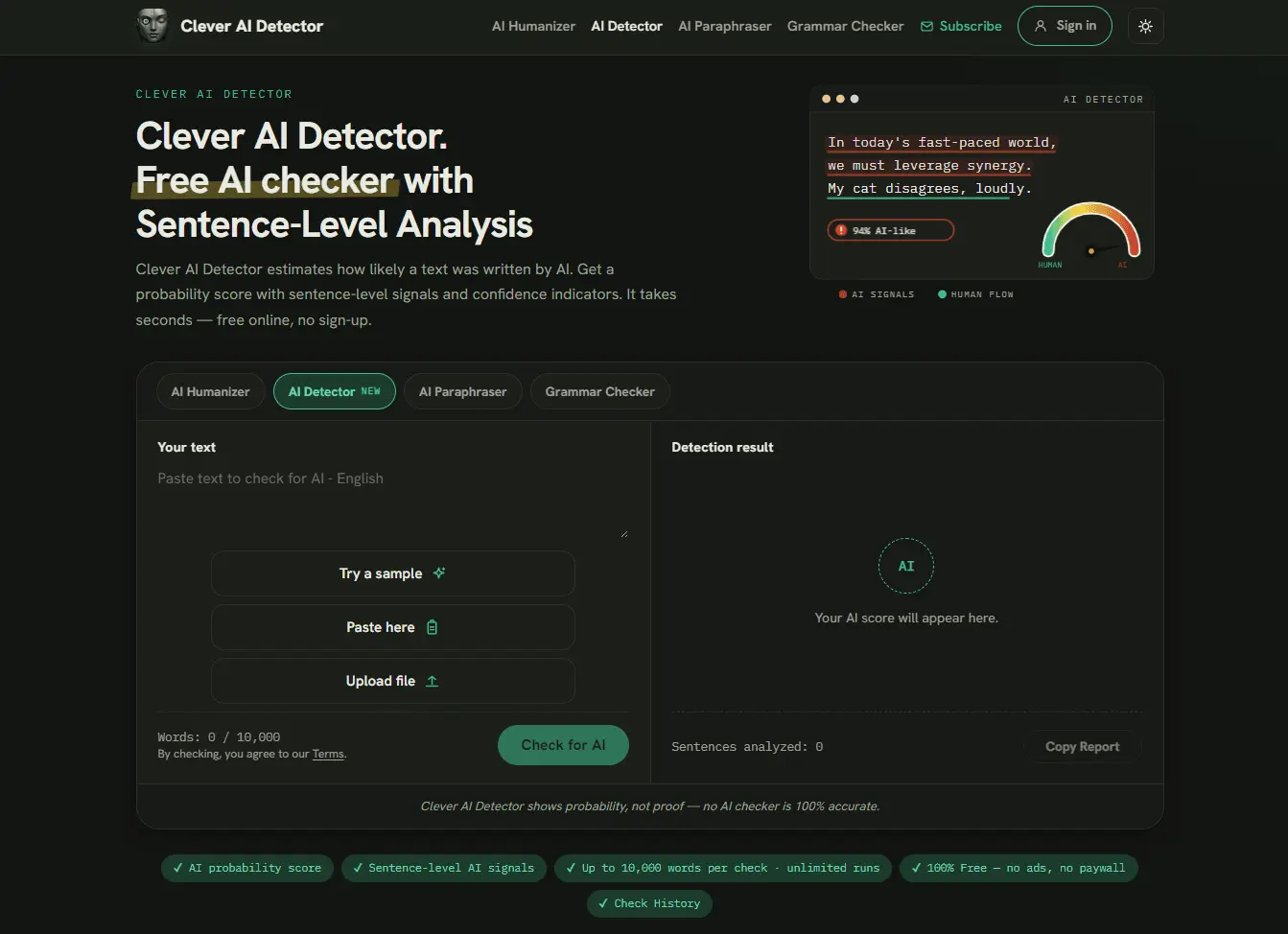 Screenshot 1 of Clever AI Detector