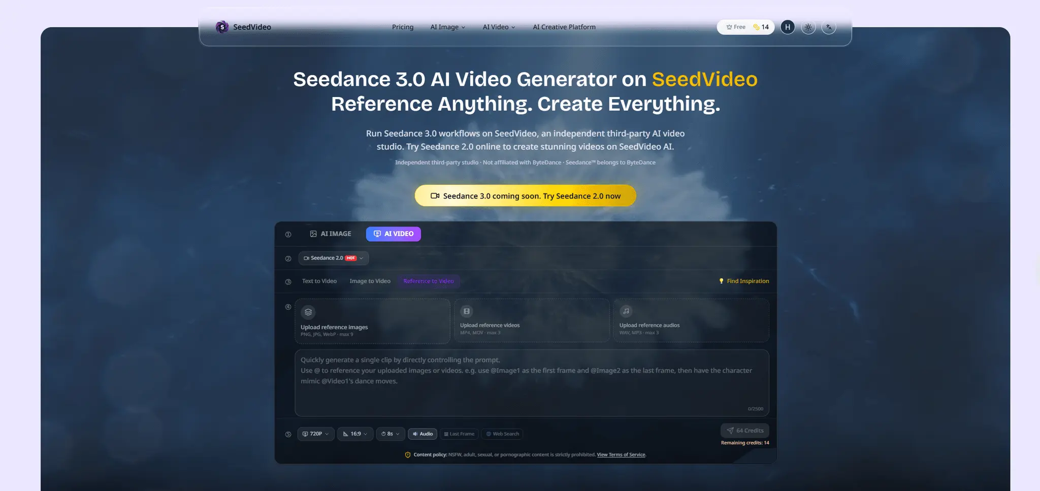 Screenshot 1 of Seedance 3.0 AI Video Generator