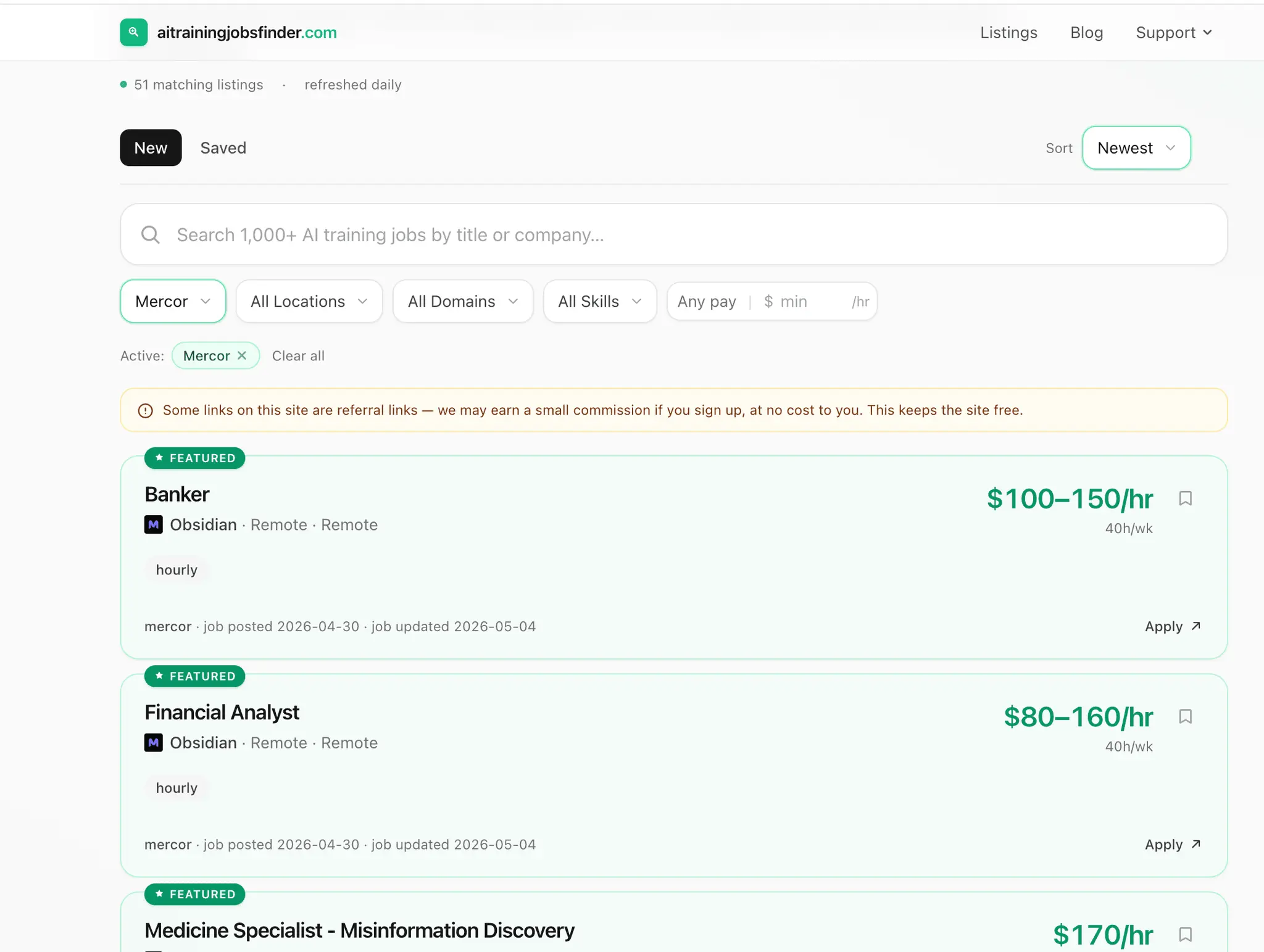 Screenshot 1 of AI Training Jobs Finder