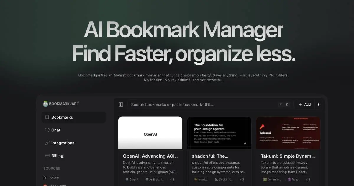 Screenshot 1 of AI Bookmark Manager — Semantic Search, A