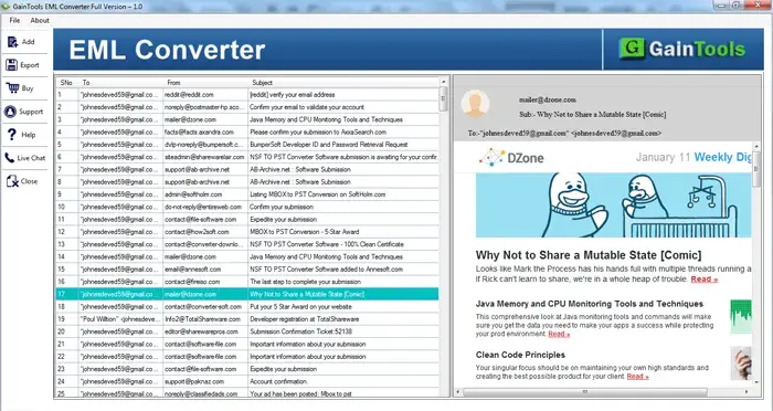 Screenshot 2 of GainTools EML Converter