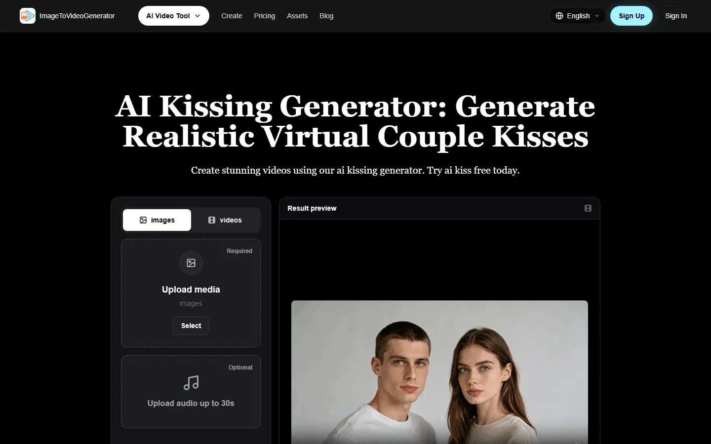 Screenshot 1 of AI kissing generator