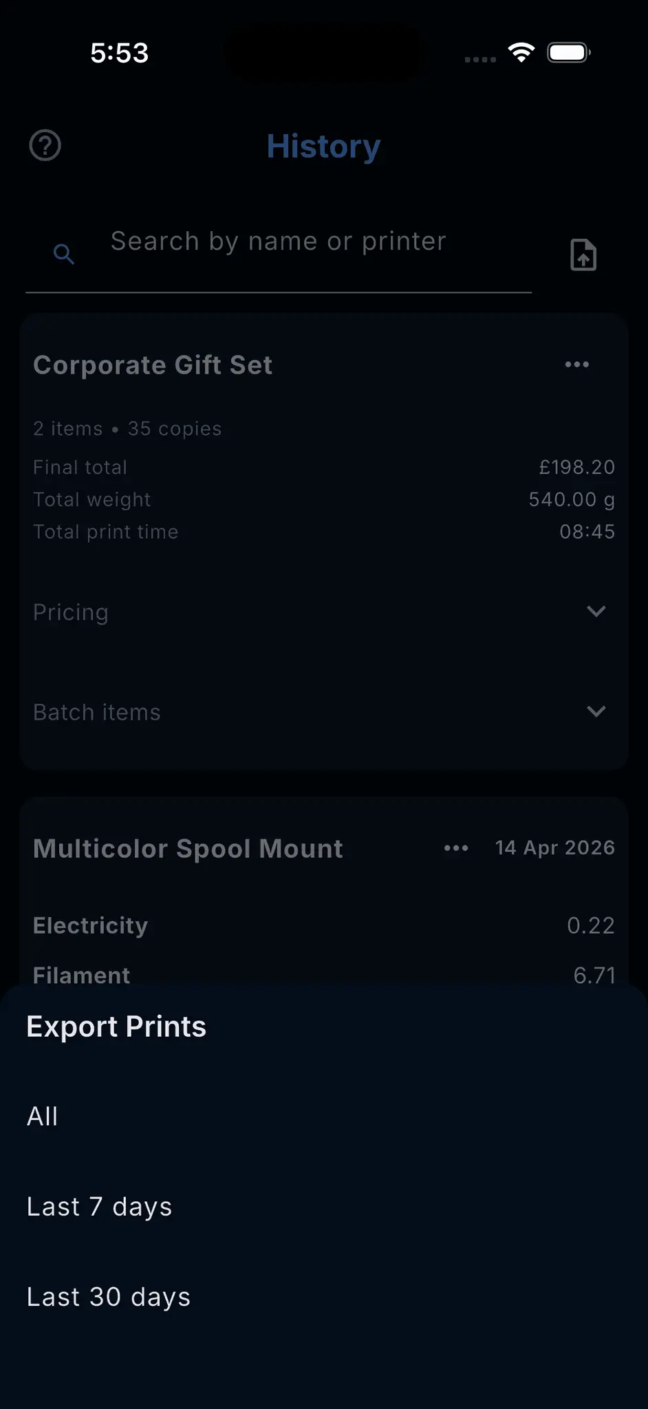 Screenshot 5 of 3D Print Cost Calculator