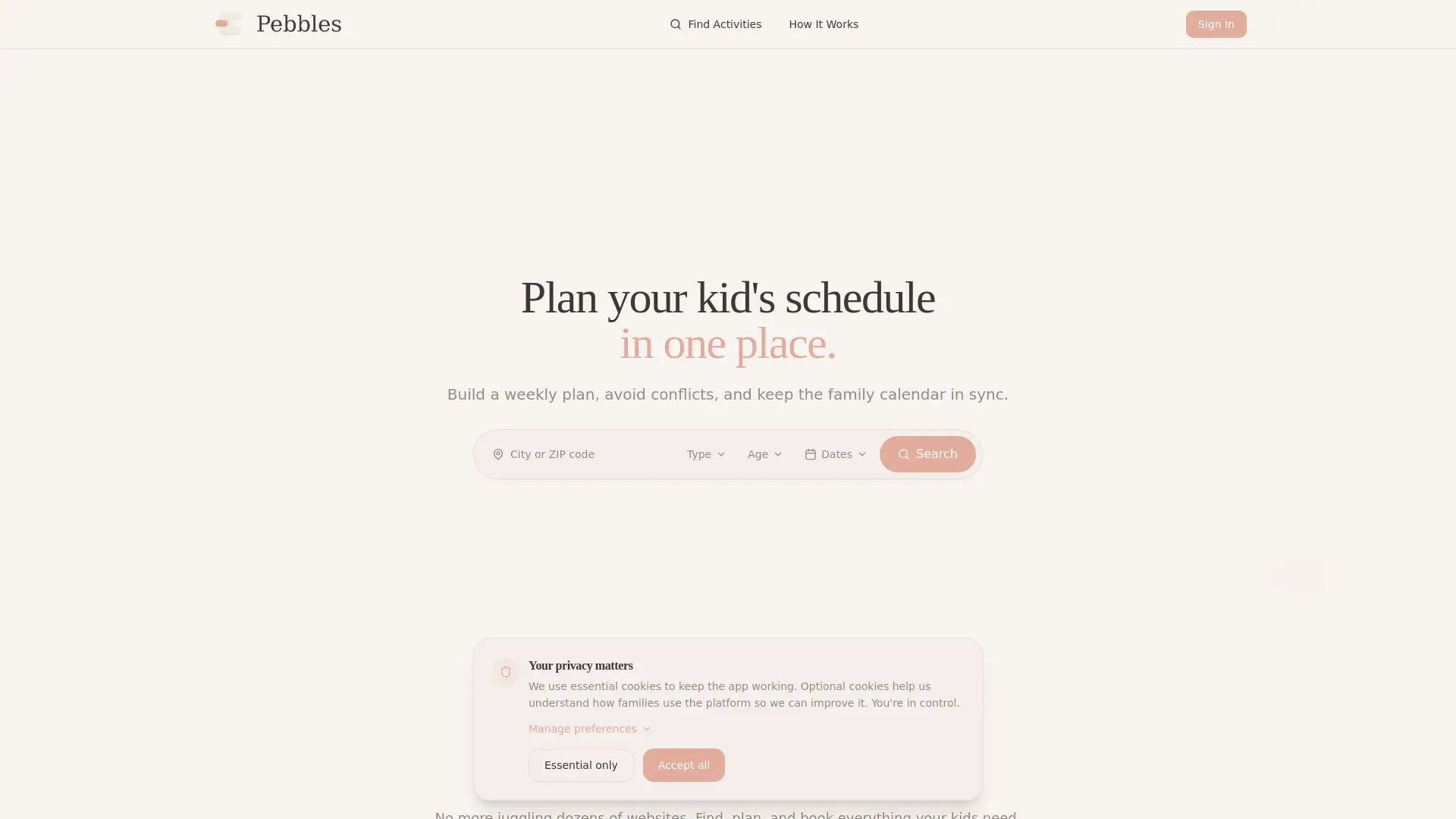 Screenshot 1 of Pebbles – Your KidCamp Planner