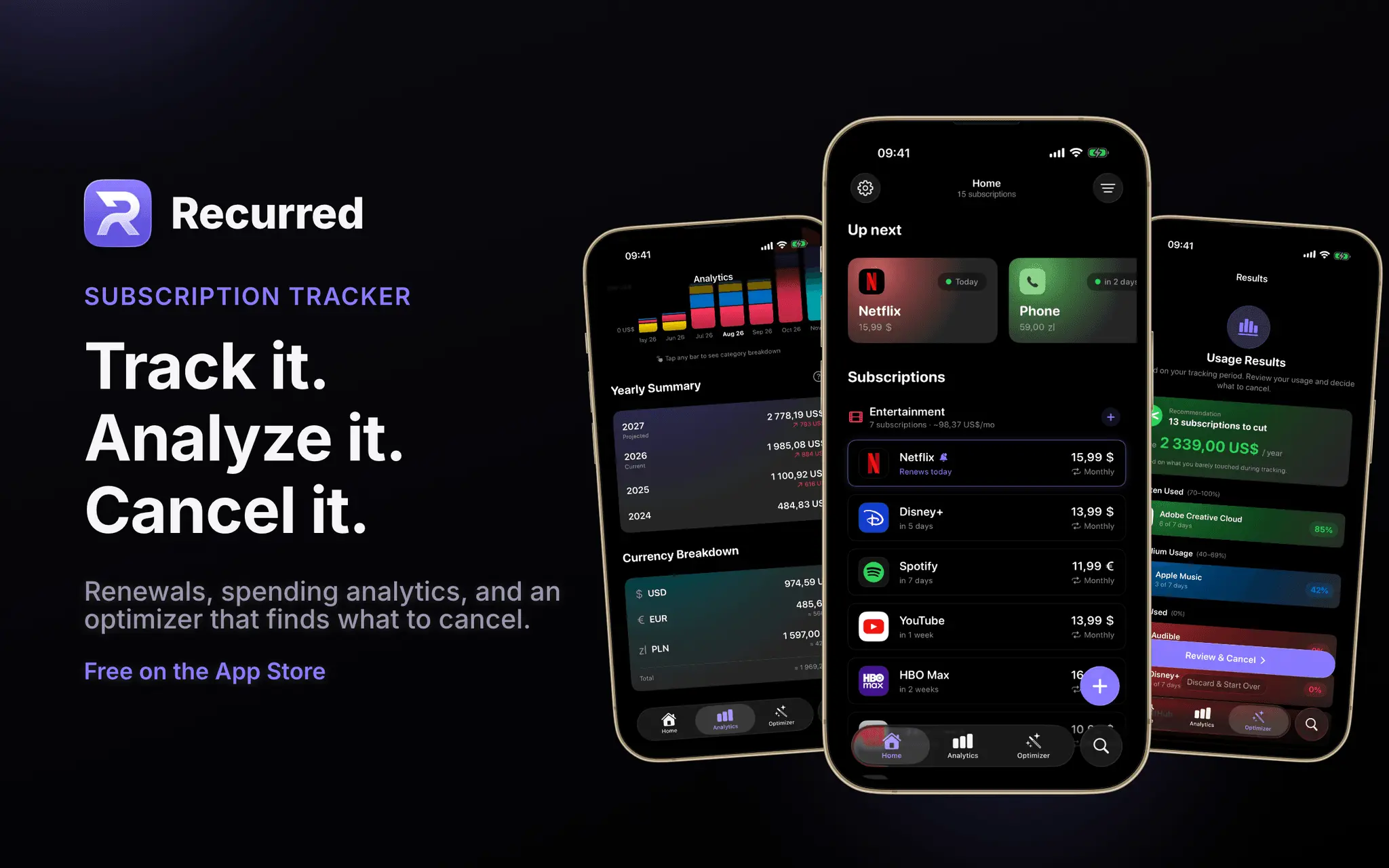 Screenshot 1 of Recurred: Subscription Manager