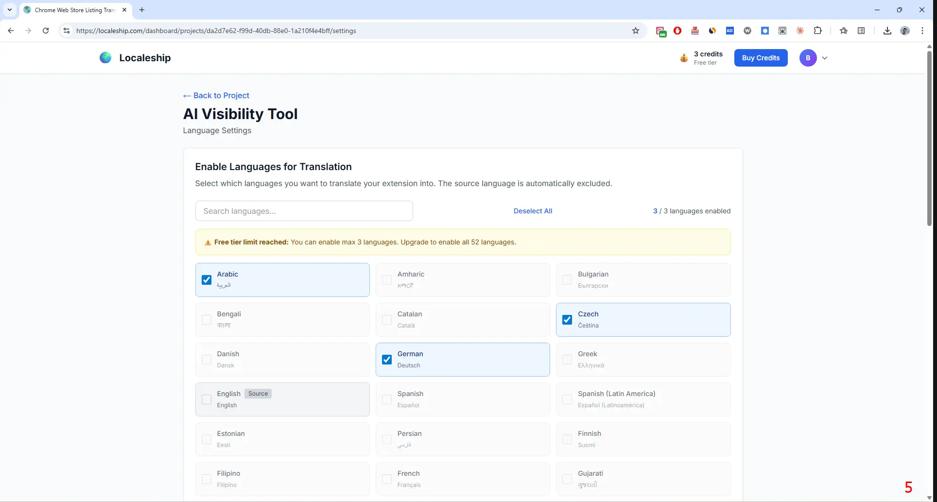 Screenshot 3 of Chrome Web Store Listing Translator